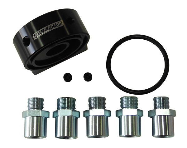 Billet Oil Cooler Sandwich Adapter    Universal fitment, with 2 x -8ORB ports & 2 x1/8" NPT ports, Black anodised finish