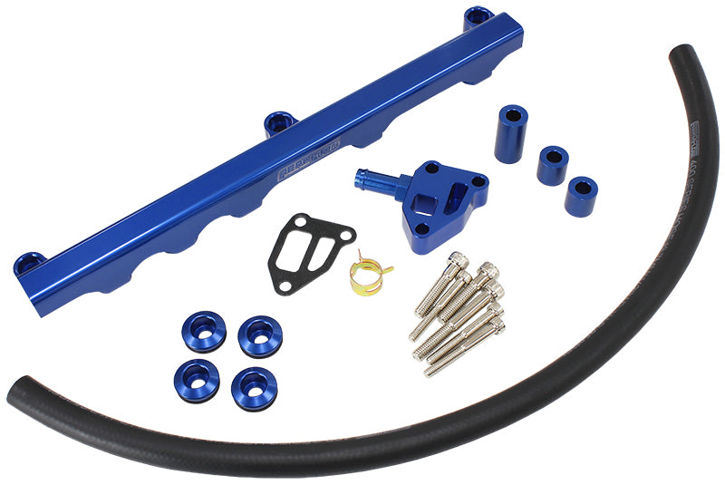 Nissan S14 and S15 SR20 Billet EFI Fuel Rail - Blue  Suit 14mm Short Length Fuel Injectors, -8ORB Ports