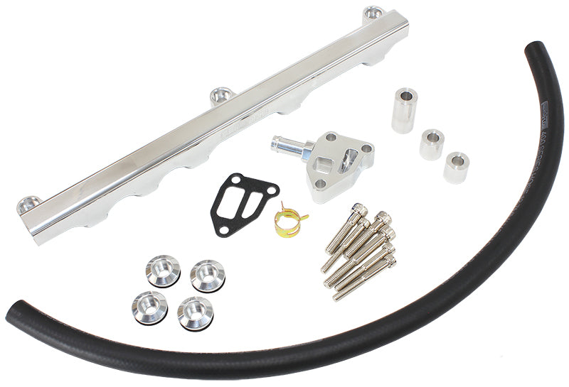 Nissan S14 and S15 SR20 Billet EFI Fuel Rail - Polished  Suit 14mm Short Length Fuel Injectors, -8ORB Ports