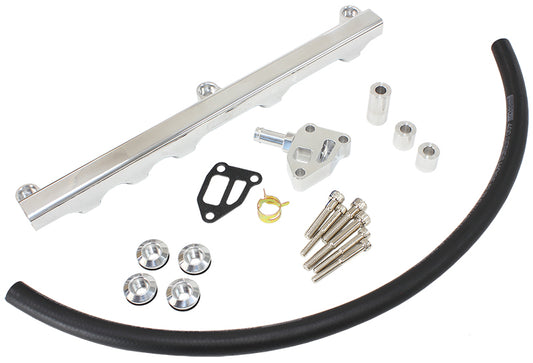 Nissan S14 and S15 SR20 Billet EFI Fuel Rail - Polished  Suit 14mm Short Length Fuel Injectors, -8ORB Ports