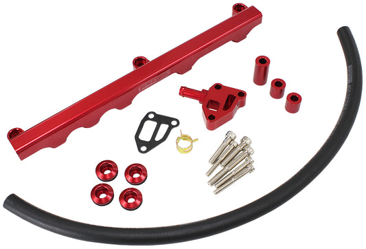 Nissan S14 and S15 SR20 Billet EFI Fuel Rail - Red  Suit 14mm Short Length Fuel Injectors, -8ORB Ports