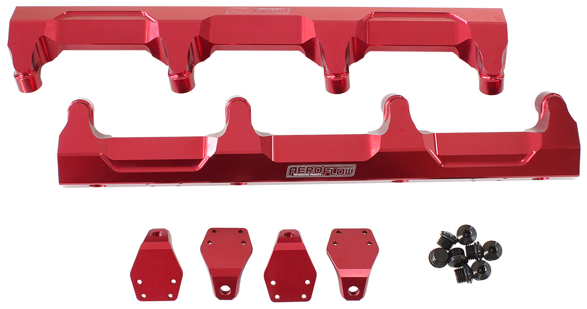GM Supercharged LSA Billet EFI Fuel Rails - Red  Suit 14mm Short Length Fuel Injectors, -8ORB Ports