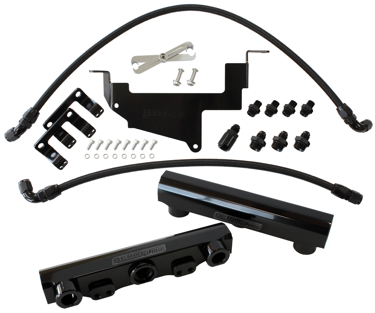 Subaru, Toyota, Scion FA20 Billet EFI Fuel Rail Kit - Black  Suit Standard Fuel Injectors, -8ORBPorts