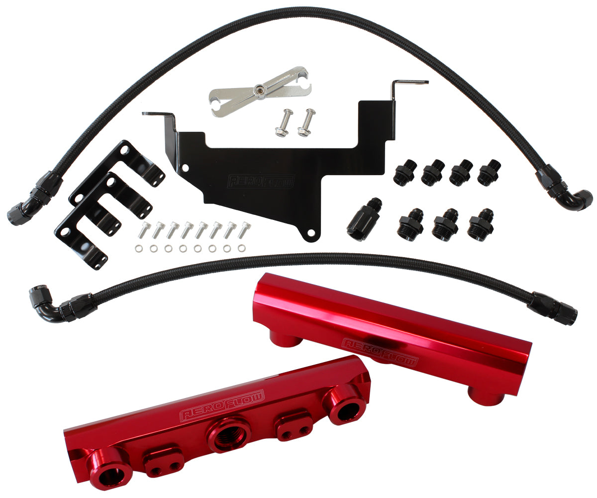 Subaru, Toyota, Scion FA20 Billet EFI Fuel Rail Kit - Red  Suit Standard Fuel Injectors, -8ORBPorts
