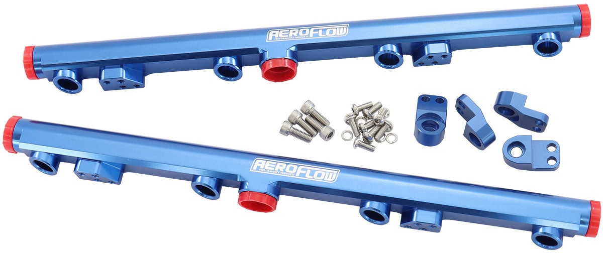 GM LS1 LS2 LS3 Billet EFI Fuel Rails (Blue)  Suit 14mmShort and 3/4" Length Fuel Injectors, -8ORB Ports