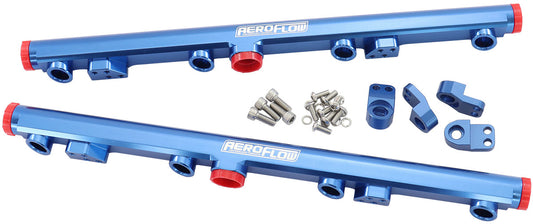 GM LS1 LS2 LS3 Billet EFI Fuel Rails (Blue)  Suit 14mmShort and 3/4" Length Fuel Injectors, -8ORB Ports