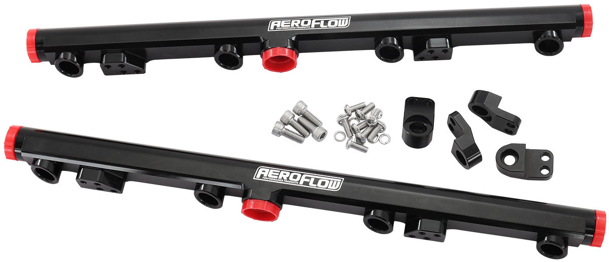 GM LS1 LS2 LS3 Billet EFI Fuel Rails (Black)  Suit 14mm Short and 3/4" Length Fuel Injectors, -8ORB Ports
