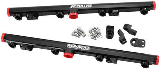 GM LS1 LS2 LS3 Billet EFI Fuel Rails (Black)  Suit 14mm Short and 3/4" Length Fuel Injectors, -8ORB Ports