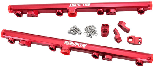 GM LS1 LS2 LS3 Billet EFI Fuel Rails (Red)  Suit 14mm Short and 3/4" Length Fuel Injectors, -8ORB Ports