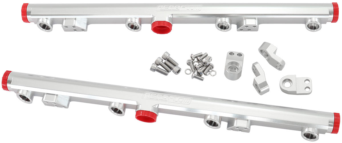 GM LS1 LS2 LS3 Billet EFI Fuel Rails (Silver)  Suit 14mm Short and 3/4" Length Fuel Injectors, -8ORB Ports