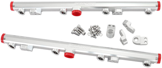 GM LS1 LS2 LS3 Billet EFI Fuel Rails (Silver)  Suit 14mm Short and 3/4" Length Fuel Injectors, -8ORB Ports