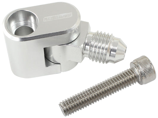 Single Swivel Water Cross-Over Adapter - Silver   Suit GM LS Series Engines with -4AN Swivel Male End
