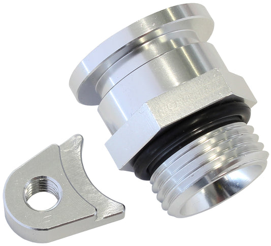 Aeroflow Fuel Pressure Regulator Adapter - Silver   Suit Holden V8 EFI, adapts Factory regulator to Aeroflow Fuel Rail