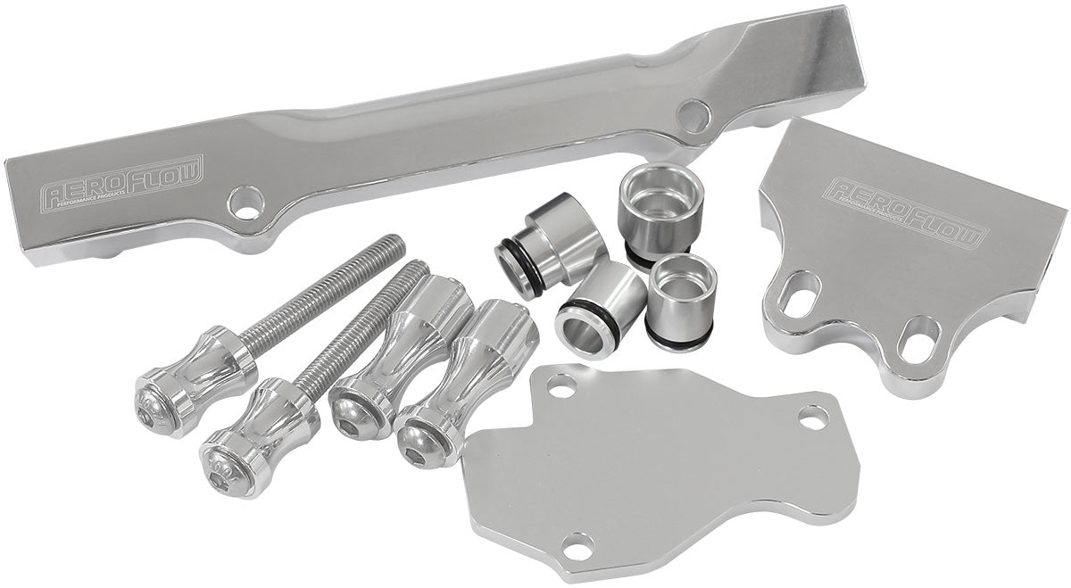 Aeroflow Mazda Series 6, 7, 8 13B Billet EFI Fuel Rails - Silver  Suit 14mmShort Fuel Injectors, -8ORB Ports