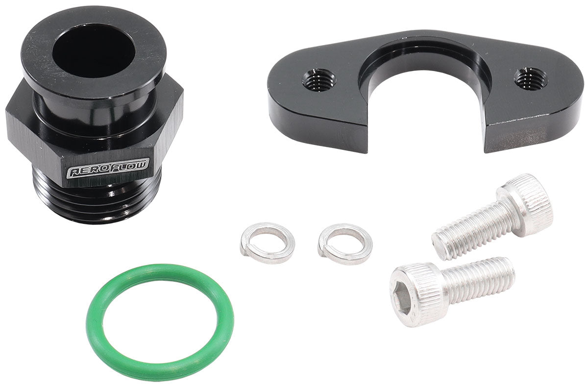 Aeroflow Nissan Fuel Pressure Regulator Adapter - Black   Suit Standard Regulator with Aftermarket Fuel Rails
