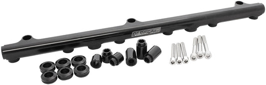 Aeroflow Nissan RB25 Billet EFI Fuel Rail - Black   Suit 14mm 3/4" Length or Short Fuel Injectors, -8ORB Ports