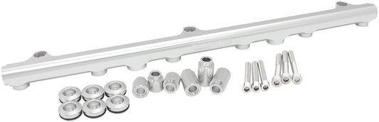 Aeroflow Nissan RB25 Billet EFI Fuel Rail - Silver   Suit 14mm 3/4" Length or Short Fuel Injectors, -8ORB Ports