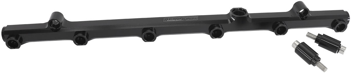 Aeroflow Nissan RB26DETT Billet EFI Fuel Rails (Black)   Suit 14mm Full Length Fuel Injectors, -8ORB Ports