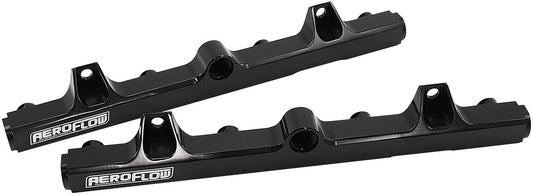Aeroflow Ford V8 Coyote Billet EFI Fuel Rails - Black Finish   Suit 14mm Full Length Fuel Injectors, -8ORB Ports