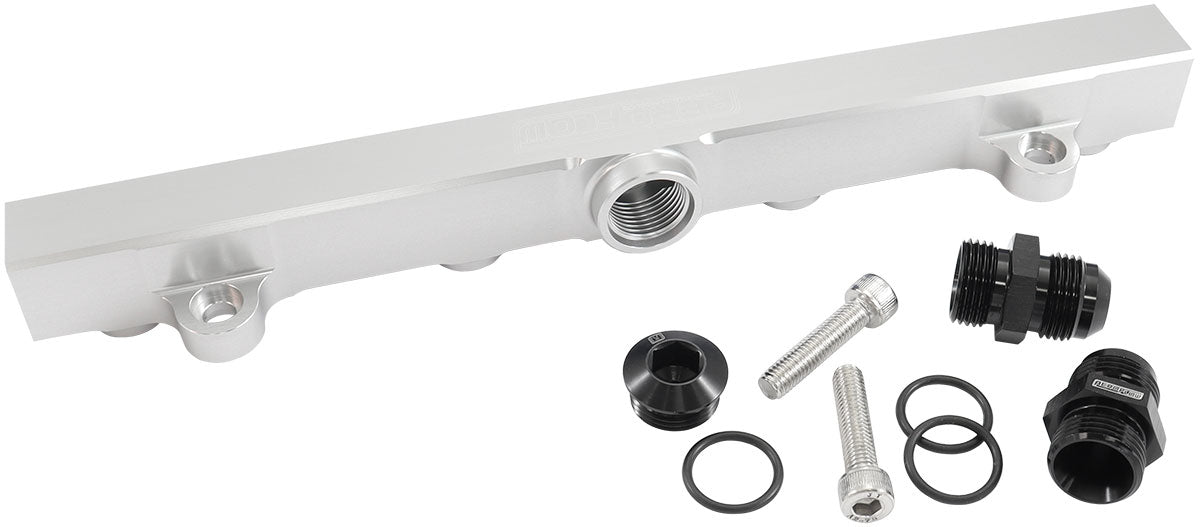 Aeroflow Mitsubishi Evolution 4-9 4G63 Billet EFI Fuel Rails- Silver  Suit 14mm Full Length Fuel Injectors, -10ORB Ports