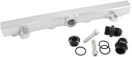 Aeroflow Mitsubishi Evolution 4-9 4G63 Billet EFI Fuel Rails- Silver  Suit 14mm Full Length Fuel Injectors, -10ORB Ports