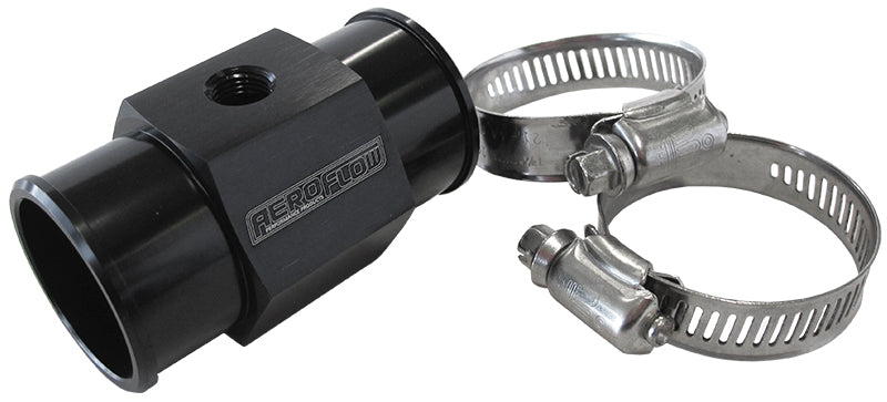 Radiator Hose Temperature Sender Adapter   1-1/4" (32mm) O.D., with 1/8" NPT port, Black finish