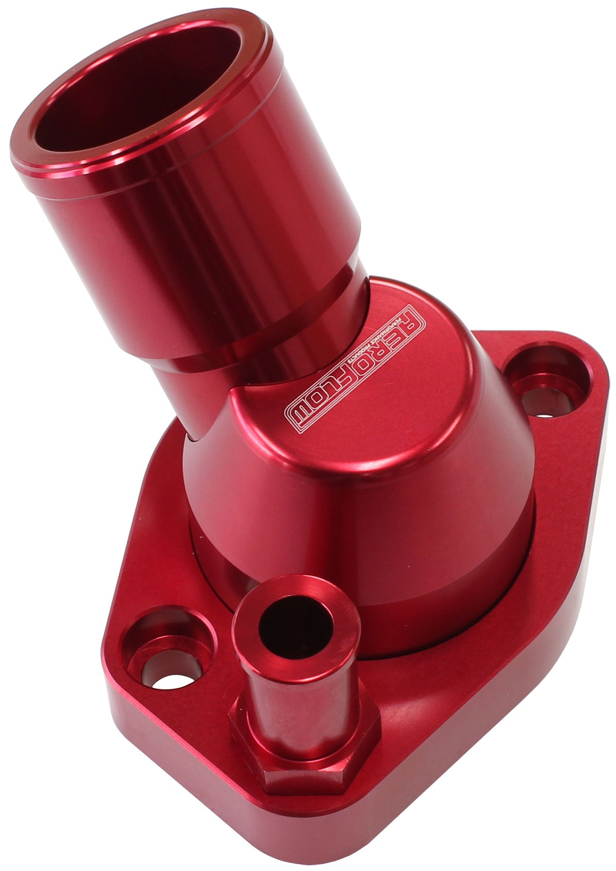 Aeroflow Billet 45Â° Swivel Thermostat Housing, Red Finish   Suit Ford 289-351W, with -6ORB to 5/8" Barb included