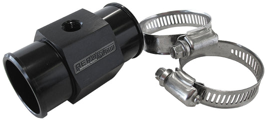 Radiator Hose Temperature Sender Adapter   1-11/32" (34mm) O.D., with 1/8" NPT port, Black finish