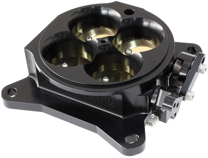 Aeroflow Billet Aluminium 4 Barrel 1375cfm Throttle Body    Black Finish. Suit 4150/4500 Flanges