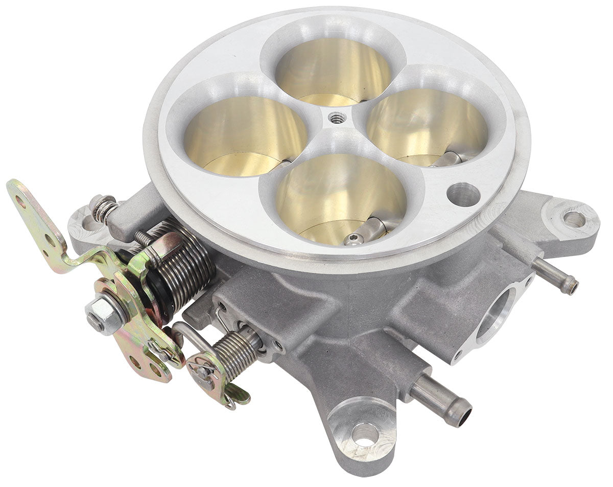 Aeroflow Cast Aluminium 4 Barrel 1000cfm Throttle Body    Natural Finish. Suit 4150 Square Bore