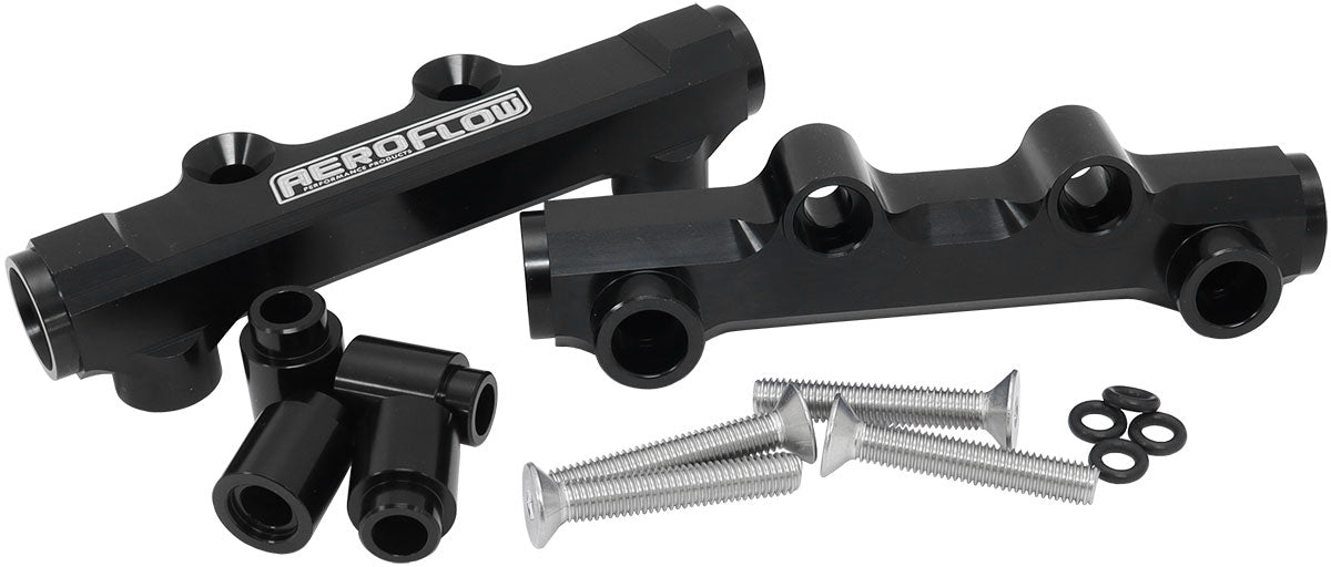 Aeroflow Subaru EJ20 and EJ25 Top Feed Billet EFI Fuel Rail - Black  Suit 14mm 3/4" Length Fuel Injectors, -8ORB Ports