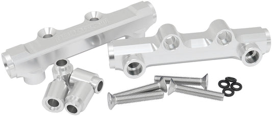 Aeroflow Subaru EJ20 and EJ25 Top Feed Billet EFI Fuel Rail - Silver  Suit 14mm 3/4" Length Fuel Injectors, -8ORB Ports