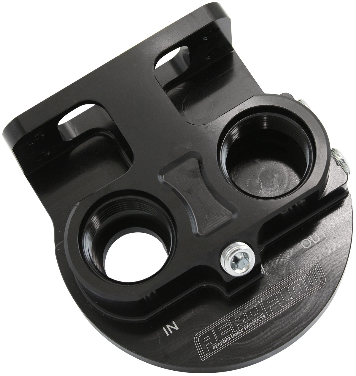 Aeroflow Billet Remote Oil Filter Head  -12 ORB Top Entry, Black anodized finish, accepts filter with 13/16"-16 thread