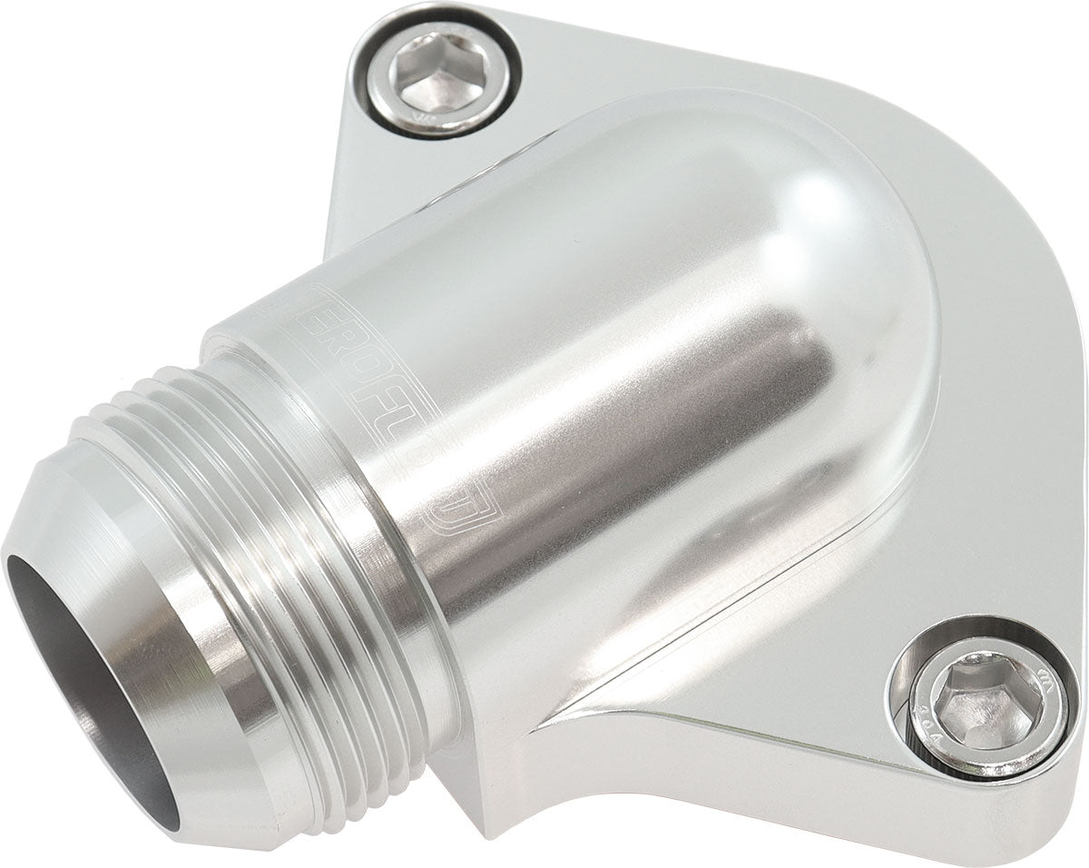 Aeroflow Billet Low Profile -20AN Thermostat Housing - Silver Finish   Suit Small & Big Block Chevy and Holden V8