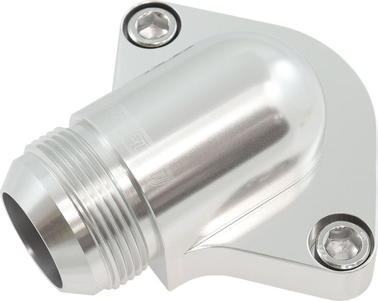Aeroflow Billet Low Profile -20AN Thermostat Housing - Silver Finish   Suit Small & Big Block Chevy and Holden V8