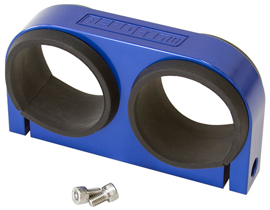 Dual Billet Fuel Pump Bracket - Blue   Suits Aeroflow/Bosch 044 Fuel Pumps. Can also be used as a 2-5/8" Gauge Holder