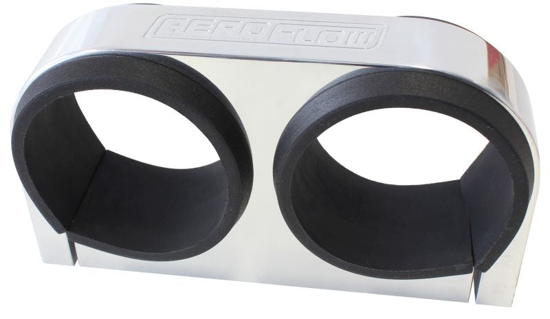 Dual Billet Fuel Pump Bracket - Polished    Suits Aeroflow/Bosch 044 Fuel Pumps. Can also be used as a 2-5/8" Gauge Holder