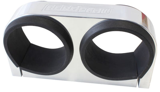 Dual Billet Fuel Pump Bracket - Polished    Suits Aeroflow/Bosch 044 Fuel Pumps. Can also be used as a 2-5/8" Gauge Holder