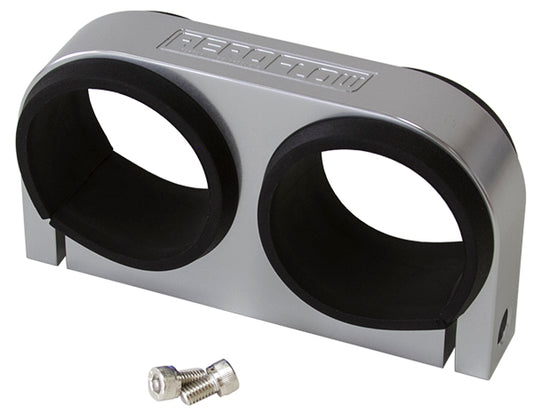 Dual Billet Fuel Pump Bracket - Silver   Suits Aeroflow/Bosch 044 Fuel Pumps. Can also be used as a 2-5/8" Gauge Holder