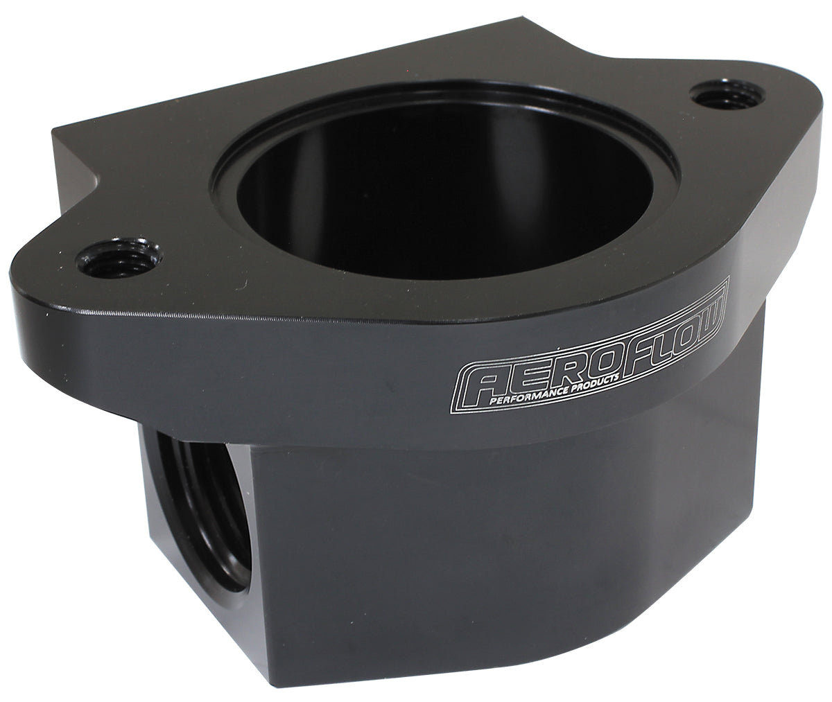 Billet Remote Thermostat Housing - Black   With -12ORB Ports, Use With Chev Thermostat Housing