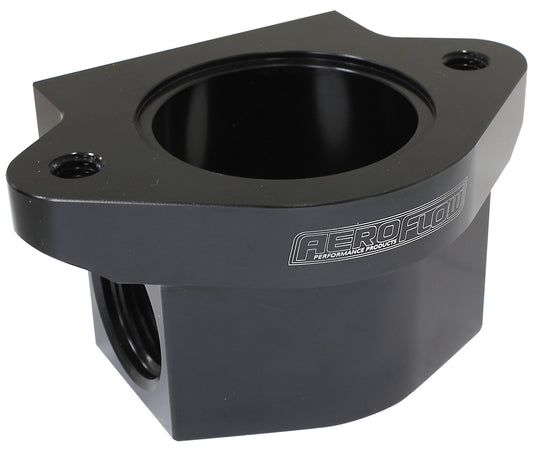 Billet Remote Thermostat Housing - Black   With -12ORB Ports, Use With Chev Thermostat Housing