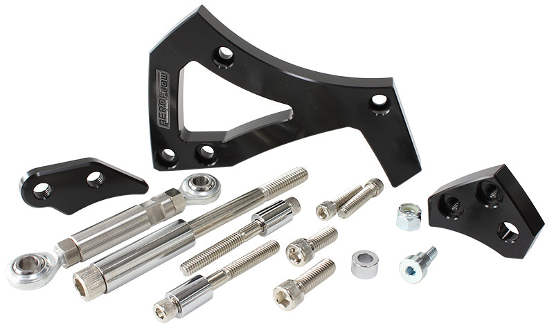 Mid Mount Drivers Side Billet Aluminium Alternator Bracket - Black   Suits Ford 302-351C with Ford OEM Style Alternators