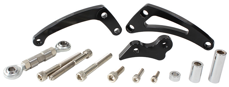 Low Mount Billet Alternator Bracket (Passenger Side)   Black Finish. Suit SB Chevy with Short Water Pump