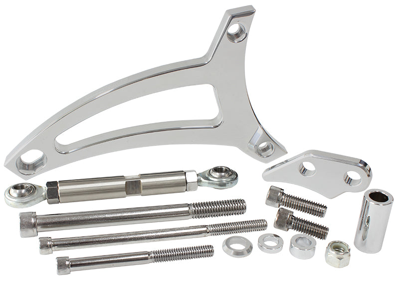 Aeroflow Standard Mount Billet Alternator Bracket     Polished Finish. Suit Ford 351W with passenger side water pump hose inlet