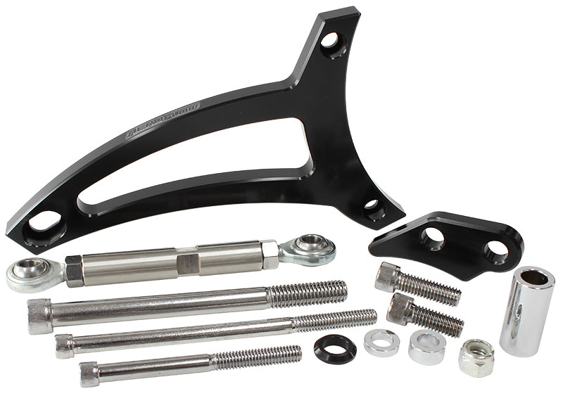 Aeroflow Standard Mount Billet Alternator Bracket     Black Finish. Suit Ford 351W with passenger side water pump hose inlet