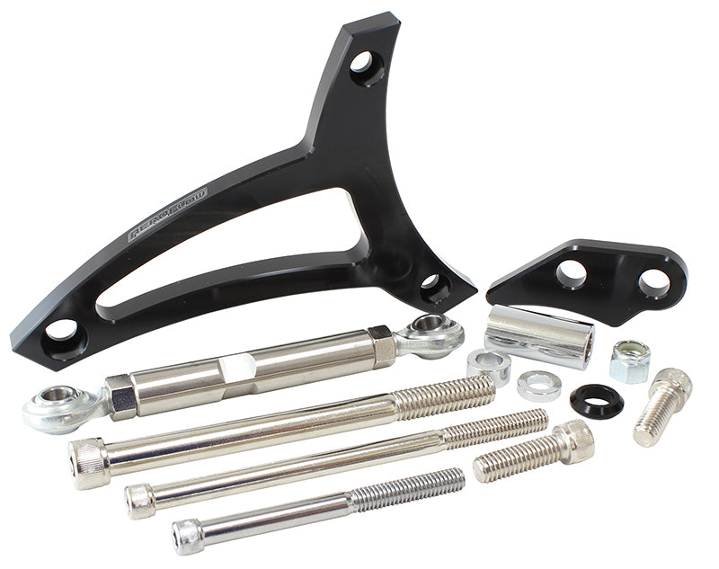 Aeroflow Standard Mount Billet Alternator Bracket     Black Finish. Suit Ford 289-302W with passenger side water pump hose inlet