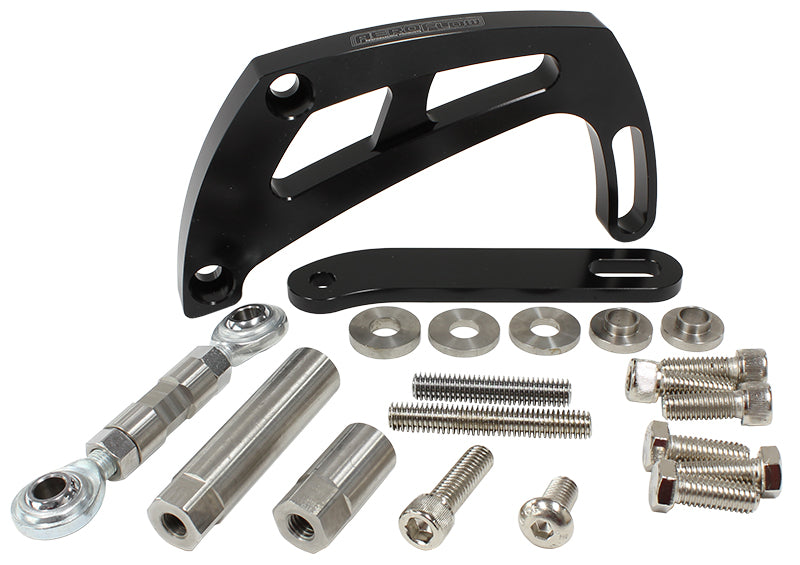 Billet Aluminium Power Steering Bracket   Suit Small Block Chevy, High mount passenger side with long water pump, Black
