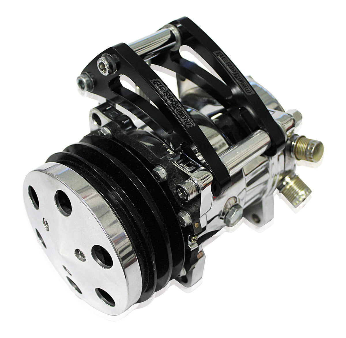 Low Mount Billet A/C Compressor Bracket, Black   Suit S/B Chev