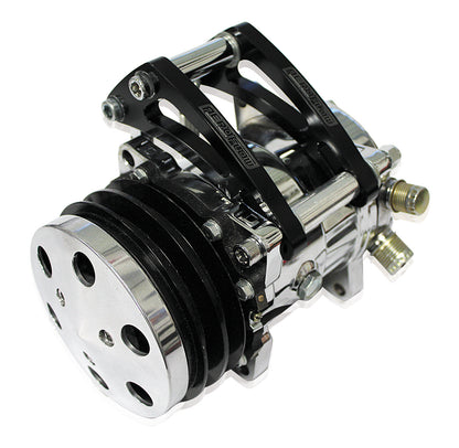 Low Mount Billet A/C Compressor Bracket, Black   Suit S/B Chev
