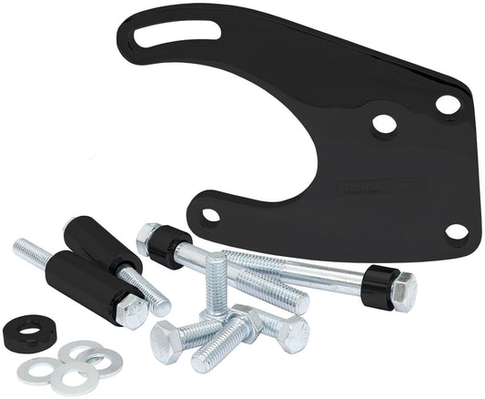 Mild Steel Ford Windsor Power Steering Bracket  Suit 289-351W, Mid mount passenger side with GM Saginaw pump, Black finish